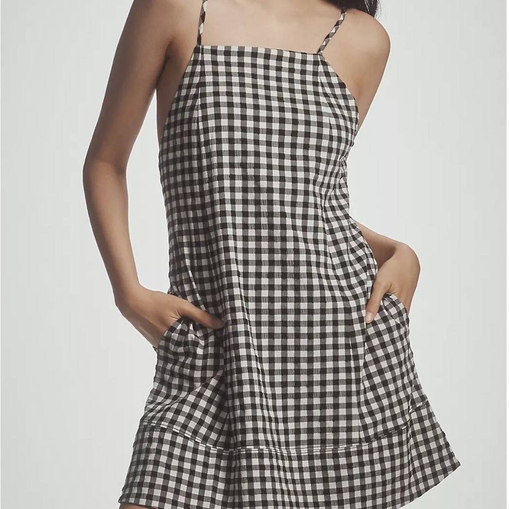 Anthropologie Gingham Mini Dress in Black and White